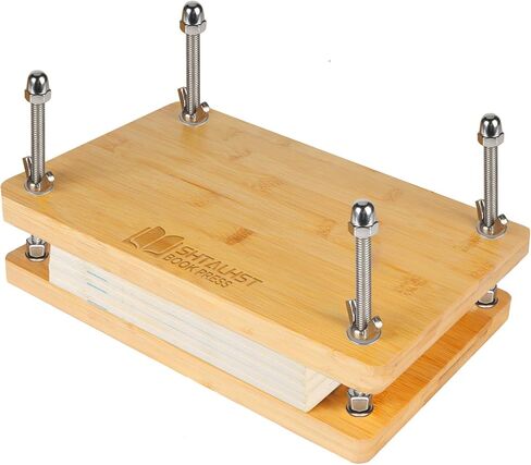 مكبس الكتب، مكبس تجليد الكتب من خشب الخيزران، مقبض محمول، تجليد الكتب بالضغط، أدوات تجليد الكتب المصنوعة يدويًا لعشاق الحرف اليدوية، مكبس زهرة الخيزران (11.8 × 7.9 بوصة) in Kuwait