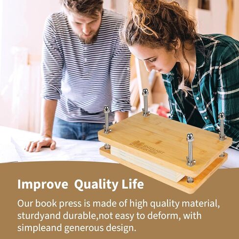 مكبس الكتب، مكبس تجليد الكتب من خشب الخيزران، مقبض محمول، تجليد الكتب بالضغط، أدوات تجليد الكتب المصنوعة يدويًا لعشاق الحرف اليدوية، مكبس زهرة الخيزران (11.8 × 7.9 بوصة) in Kuwait