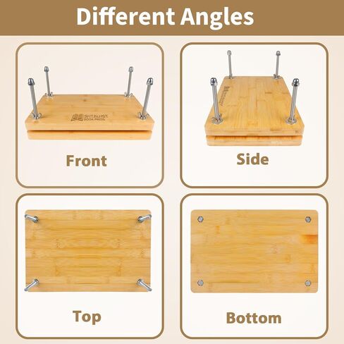 مكبس الكتب، مكبس تجليد الكتب من خشب الخيزران، مقبض محمول، تجليد الكتب بالضغط، أدوات تجليد الكتب المصنوعة يدويًا لعشاق الحرف اليدوية، مكبس زهرة الخيزران (11.8 × 7.9 بوصة) in Kuwait