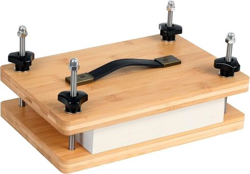 تجليد الكتب بالضغط مقاس 11.8 × 7.9 بوصة، مكبس تجليد الكتب، مكبس الورق، مجموعة أدوات آلة تجليد الكتب المصنوعة من الخيزران مع مقبض محمول وحصيرة مضادة للانزلاق، مجموعة ضغط الزهور للأطفال والكبار in Kuwait