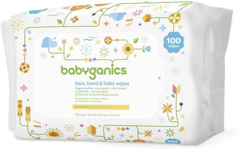 Babyganics مناديل مبللة للوجه واليدين والطفل، خالية من العطور، 1800 قيراط، قد تختلف التعبئة والتغليف in Kuwait