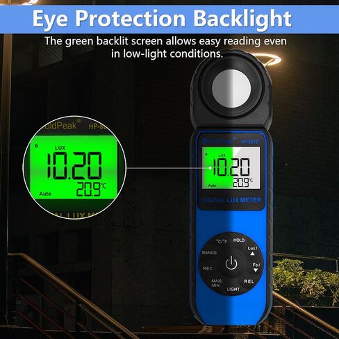 HOLDPEAK 881D Illuminance Light Meter, Digital Lux Foot Candles Meter 0.1~400,000 Lux (0.1~40,000 FC) with 270º Rotatable Detector, Par Meter Luxmeter for Plants LED Lights Indoor Outdoor Light Tester in Kuwait