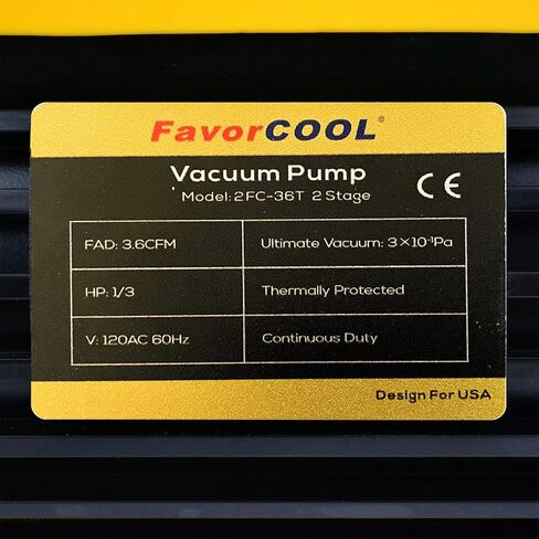 مضخة تفريغ دوارة دوارة مزدوجة المرحلة 3.6CFM 1/3 HP، مضخة تفريغ أوتوماتيكية/HVAC، إعادة شحن مبرد التيار المتردد لأنظمة R134a R410a R22، زيت 300 مل متضمن in Kuwait