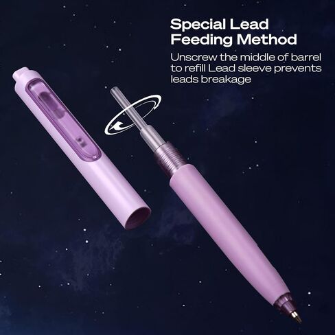 مجموعة أقلام رصاص ميكانيكية من WRITECH Up: أقلام رصاص ميكانيكية باستيل 6 قيراط 0.7 مم مع 4 أنابيب من عبوات الرصاص HB وممحاة إضافية لكتابة الرسم والرسم in Kuwait