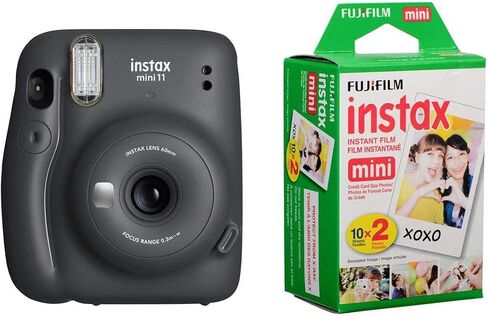 Fujifilm Instax Mini 11 Instant Film Camera, Ice White - with Fujifilm instax Mini Instant Daylight Film Twin Pack, 20 Exposures in Kuwait