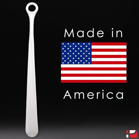 **Made in The USA** 19" Long Handled, Molded Shoe Horn, White in Saudi Arabia