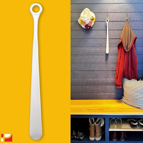 **Made in The USA** 19" Long Handled, Molded Shoe Horn, White in Saudi Arabia