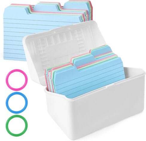 135PCS Index Cards with Box, 3x5 Inch Ruled Index Cards with 3 Rings Flash Cards with Holder Blank Note Cards Study Cards for School Learning 3 Colors in Saudi Arabia