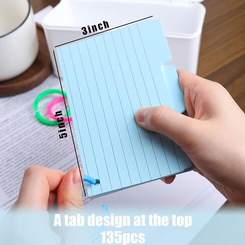 135PCS Index Cards with Box, 3x5 Inch Ruled Index Cards with 3 Rings Flash Cards with Holder Blank Note Cards Study Cards for School Learning 3 Colors in Saudi Arabia