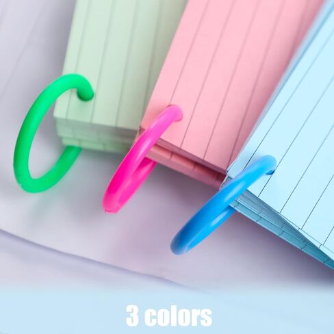 135PCS Index Cards with Box, 3x5 Inch Ruled Index Cards with 3 Rings Flash Cards with Holder Blank Note Cards Study Cards for School Learning 3 Colors in Saudi Arabia