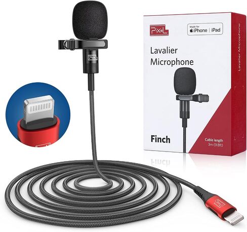 PIXEL Microphone for iPhone iPad(Apple MFi-Certified) from Mic for iPhone Live Streaming Vlogging | External Microphone for iPhone Video Recording, Compatible with Apple Lightning Devices (5ft) in Saudi Arabia