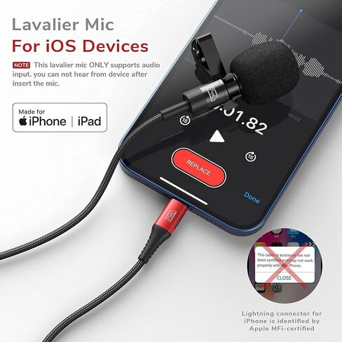 PIXEL Microphone for iPhone iPad(Apple MFi-Certified) from Mic for iPhone Live Streaming Vlogging | External Microphone for iPhone Video Recording, Compatible with Apple Lightning Devices (5ft) in Saudi Arabia