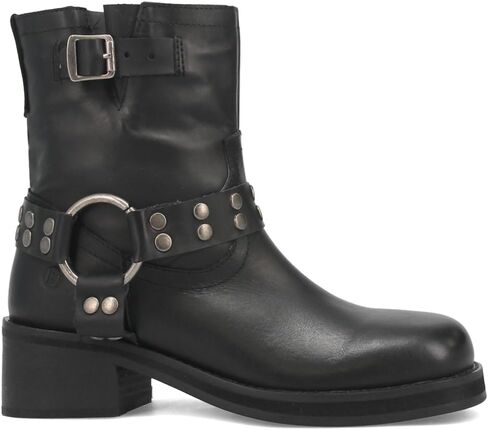 Dingo Womens Anarchy Round Toe Motorcycle Casual Boots Ankle Mid Heel 2-3" - Black in Saudi Arabia