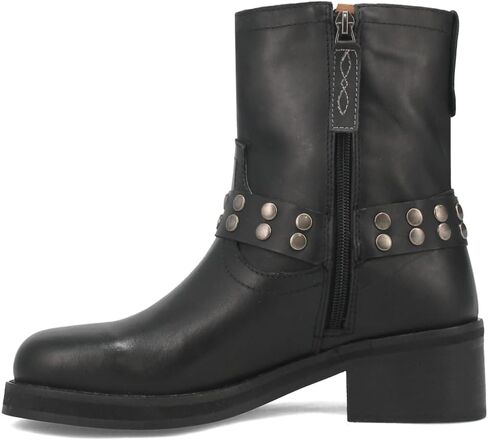 Dingo Womens Anarchy Round Toe Motorcycle Casual Boots Ankle Mid Heel 2-3" - Black in Saudi Arabia