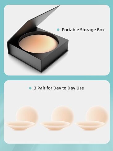 Nipple Covers 3 Pairs, Adhesive Silicone Bra Pasties For Women, Breast Petals for Strapless Dress with Travel Box in Saudi Arabia