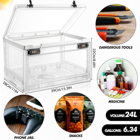 1 Pcs Large Medicine Lockable Box Lockable Storage Box Plastic Lockable Boxes for Personal Items Storage Bin with Lock Locking Plastic Storage Container for Medicine Snacks Food (White) in Saudi Arabia