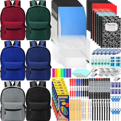 4 Sets Back to School Supplies Kits Bulk Each Kit Include 15 Inch Backpack and 66 Pcs Stationery,Markers Ballpoint Pens Scissors Pencil Cases Notebooks Sharpener for Middle High School in Saudi Arabia