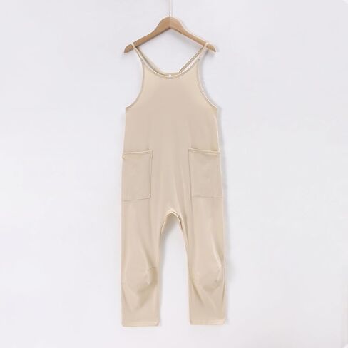 Girls' Casual Sleeveless Jumpsuits Spaghetti Strap Loose Overalls Pants Casual Long Jumper Romper with Pockets 8-12 in Saudi Arabia