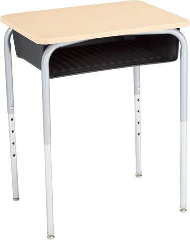 Learniture Adjustable Height Student Desk with Book Box, Open Front School Desk with Storage and Adjustable Legs, Maple/Black in Saudi Arabia