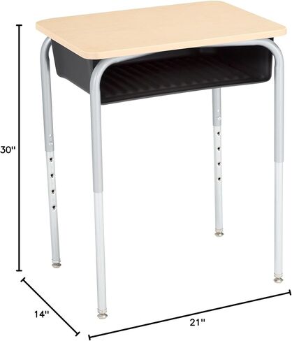 Learniture Adjustable Height Student Desk with Book Box, Open Front School Desk with Storage and Adjustable Legs, Maple/Black in Saudi Arabia