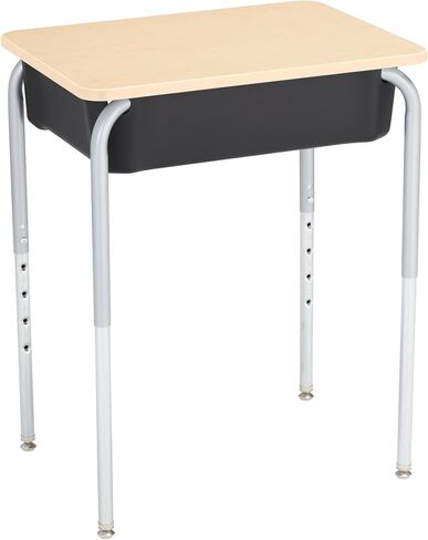Learniture Adjustable Height Student Desk with Book Box, Open Front School Desk with Storage and Adjustable Legs, Maple/Black in Saudi Arabia