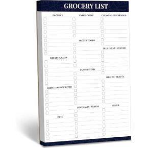 90 Sheets Grocery List Magnet Pad, Organized List for Quick and Easy Shopping, Magnetic Notepad with Shopping List Categories and Blank Grocery Shopping Spaces, Kitchen Essentials List（6"x 9"）