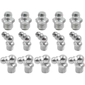 X AUTOHAUX M8 Zinc Plated Straight 45 90 Degree Angle Grease Nipples Kit for Car 5 Set