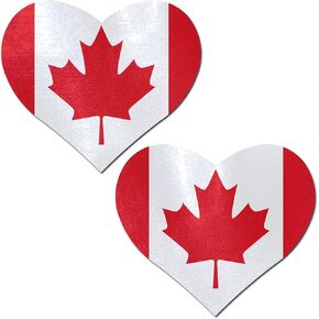 Nipple Pasties - Love: Canadian Flag on Heart by Pastease - Festival Rave EDM Party or Club Aesthetic Outfit Accessory