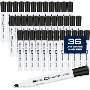 Quartet Dry Erase Markers, Fine Tip White Board Dry Erase Markers, Office Essentials, Black, 36 Pack (Q120Z03-R)