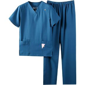 4-Way Stretch Fabric Scrubs, Scrubs for Women Set, Stretch Scrub Top & Pants with 5 Pockets, Slim Fit