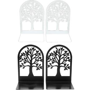 4 Style Tree of Life Desktop Book Ends for Teacher - Office Desktop Home Bookend Non-Skid Book Ends Gift for Book Loves Office Desktop Iron Book Rack (4Set Bookends)