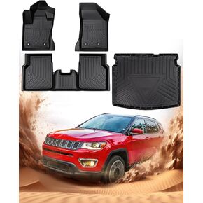 for Jeep Compass Floor Mats & Cargo Liner 2017 2018 2019 2020 2021 2022 2023 2024, All Weather TPE Floor Mats & Trunk Mat for Jeep Compass Car Accessories