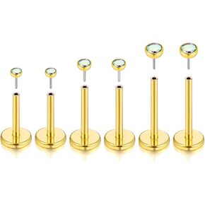 Titanium Nose Studs, 20G Threadless Push Fit, Flat Back, for Nose, Cartilage, Helix, Conch, Lobe, Lip, Tragus Piercing