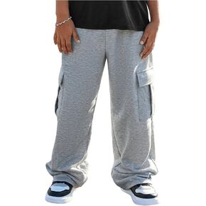 GORGLITTER Boy's Baggy Cargo Pants Elastic Waist Workout Sweatpants with Pockets
