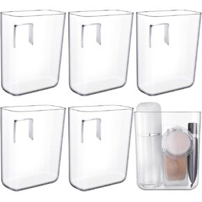 6 Pcs Clear Wall Mounted File Organizer Multi Use Plastic Wall Mount Organizer Hanging Wall Magazine Holder Slim Wall Pockets Cabinet Storage Bins for Office Bathroom Kitchen Home (Big)