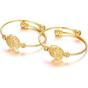 Ethlyn 2Pcs/Lot Christmas Jewelry Gifts18K Gold Plated Girls Teenagers Bracelet Bangle for granddaughter