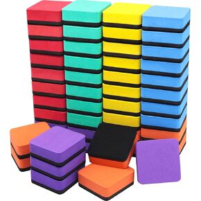 Mini Dry Erase Erasers, 48 Pack Magnetic Whiteboard Eraser for Kids, Chalkboard Cleansers for Classroom, Home and Office (6 Colors)