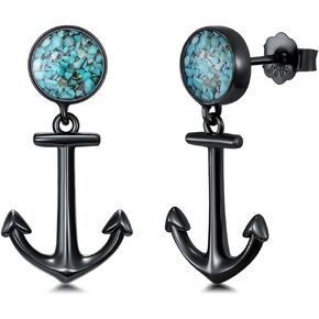 Black Dangle Drop Earrings 925 Sterling Silver Turquoise/Abalone Shell Earrings Jewelry Gifts for Women Men