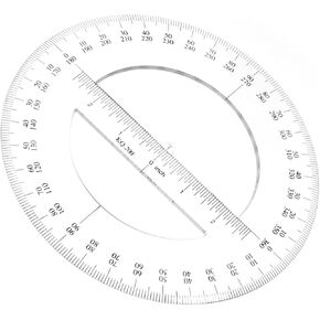 360 Degree Clear Protractor 20cm/8 Inch Diameter Plastic Math Protractors Circle Protractors Mathematical Tool for Angle Measurement