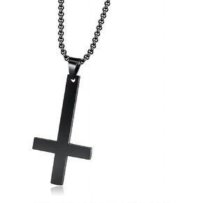 Cross Necklace for Men, Gold Inverted Cross Pendant Necklace Stainless Steel Chains Men's Cross Chain Jewelry Link Chain Rock Men's Necklace for Boys