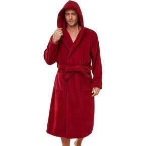 U2SKIIN Mens Fleece Hooded Robe, Soft Warm Bathrobe for Men Long Plush Loungewear
