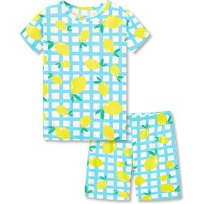 Tebbis Snug-Fitting Unisex Pajamas for Boys & Girls – Dino/Stripe PJs Soft Modal Fiber Toddler Little Jammies Size 2T-7