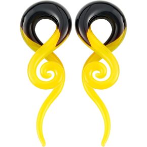 2PCS Ear Tapers Glass Spiral Tapers Expander Hanger Gauges Ear Plugs Ear Tunnels Teardrop Handmade Earrings Stretching Body Piercings Jewelry 4G-1/2