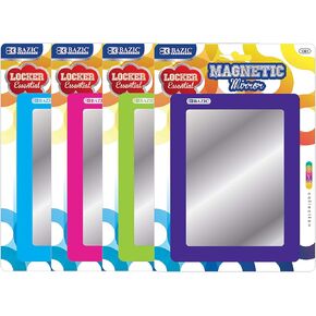 BAZIC Magnetic Locker Mirror 7" x 5.5", Sticks to Metal Surface, Back to School Essentials, for School Locker Bathroom Refrigerator Cabinet, 24-Pack
