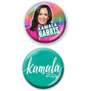 Kamala Harris Pop Art Buttons 2024-2 Modern Campaign Pins - for President 2-1/4 Inch Designs 7254