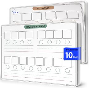 SCRIBBLEDO Sounds & Blends Dry Erase Sheets 9"x12" Phonics Learning English Syllable Language Arts Learn to Read Letter Practice for Homeschool Teacher Student Supplies Classroom Pack of 10 Sheets