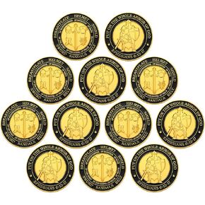 24 Pcs Put on The Whole Armor of God Challenge Souvenirs Prayer Commemorative Gift Round Gold Mental Gift for Christian Church Party Prayers Men Women