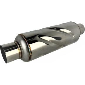 NETAMI Turbo Exhaust Resonator Stainless Steel Polished Inlet/Outlet: 2.25", Body Diameter: 4", Overall Length: 16"