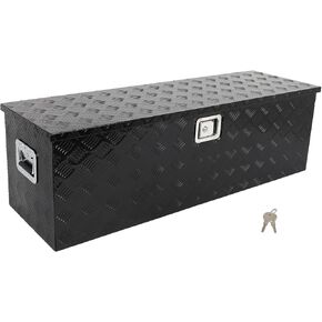 SCITOO 49inch Heavy Duty Truck Bed Tool Box Chest Box Trailer Tongue Box for Pick Up Truck Bed RV Trailer Black Rectangle Truck Bed Storage with Side Handle,Lock and Keys