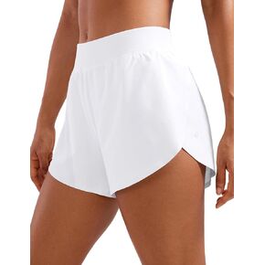 CRZ YOGA Mid Waisted Dolphin Athletic Shorts for Women Lightweight High Split Gym Workout Shorts with Liner Quick Dry